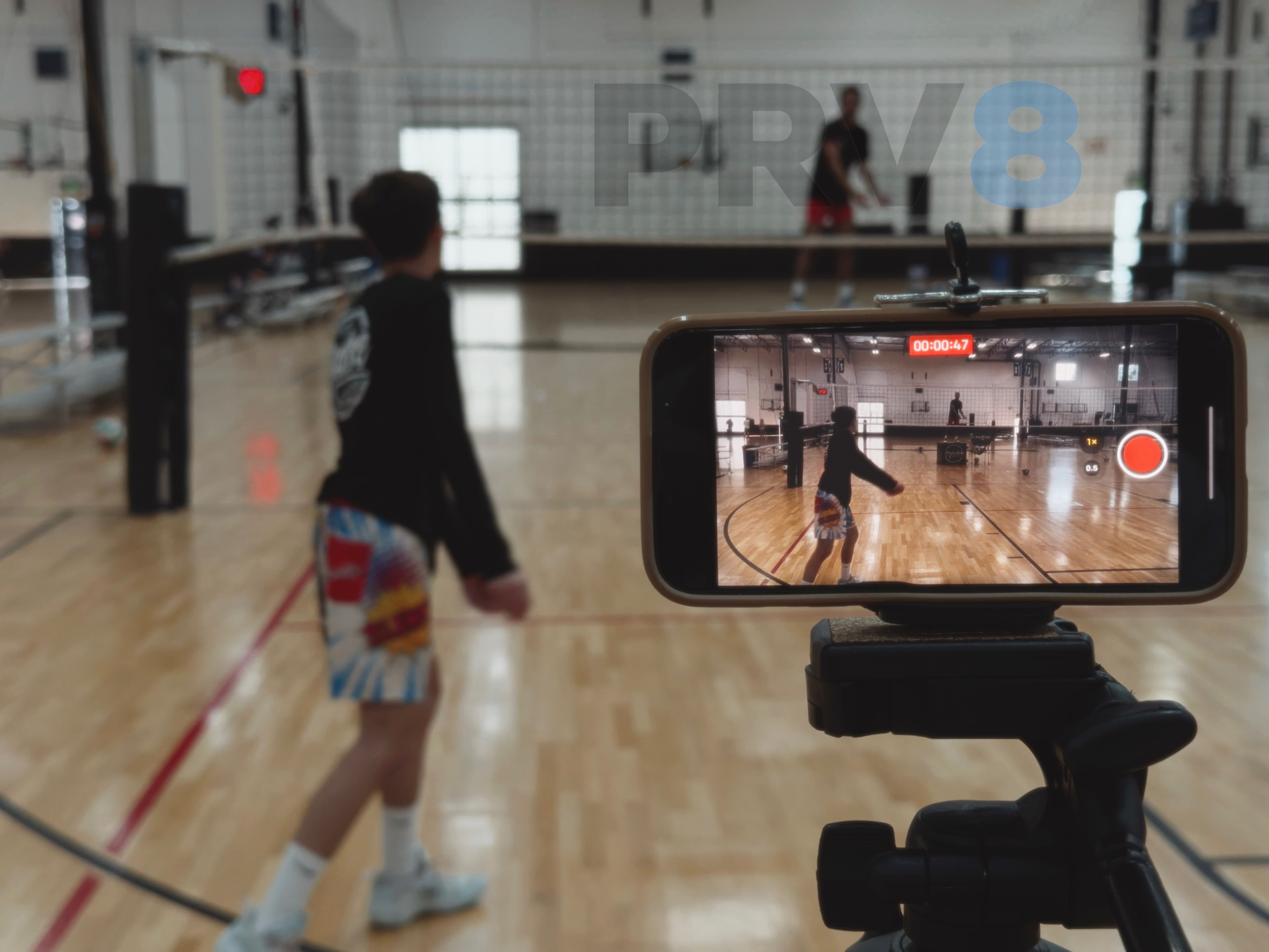 Athlete being recorded for video feedback
